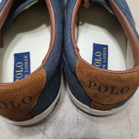 Polo Ralph Lauren Vaughn Shoes Men Size 10.5 D Blue Canvas Lace Up Sneakers - Picture 10 of 15